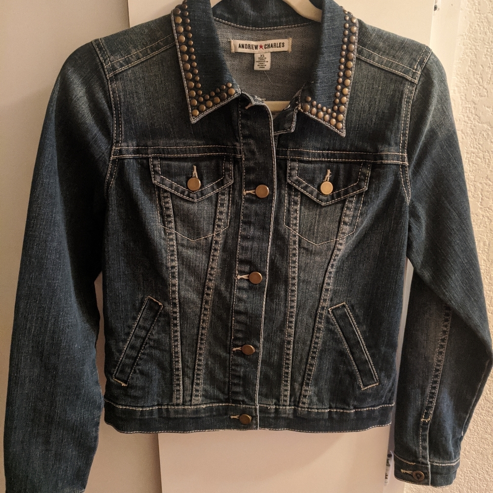 NWT Misses Andrew Charles Jean studded Jacket xs